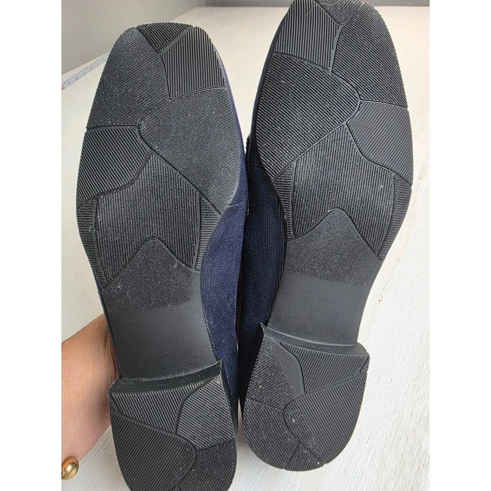 Impo Balbina Navy Blue Shimmer Horsebit Loafers Memory Foam Flats Women 6M